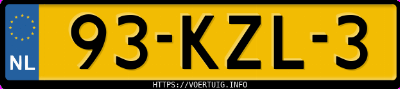 Kenteken afbeelding van 93KZL3, grijze Toyota Yaris 1.33