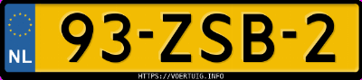 Kenteken afbeelding van 93ZSB2, grijze Toyota Yaris