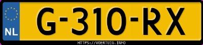 Kenteken afbeelding van G310RX, witte Toyota Yaris 1.0