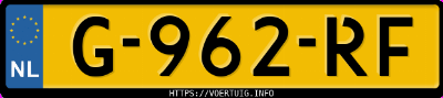 Kenteken afbeelding van G962RF, grijze Toyota Corolla 2.0hybrid