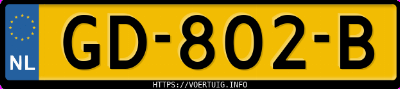 Kenteken afbeelding van GD802B, oranje Toyota Aygo 1.0