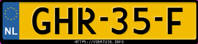 Kenteken afbeelding van GHR35F, grijze Toyota Yaris Hybrid