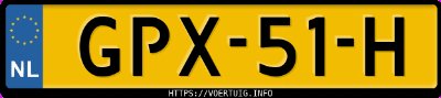 Kenteken afbeelding van GPX51H, witte Toyota RAV4 Hybrid