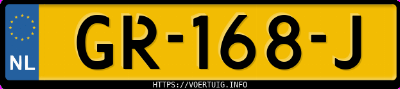 Kenteken afbeelding van GR168J, grijze Toyota Auris Hybrid
