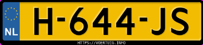 Kenteken afbeelding van H644JS, zwarte Toyota Corolla 1.8hybrid