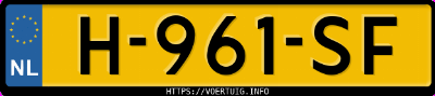 Kenteken afbeelding van H961SF, grijze Toyota RAV4 Hybrid