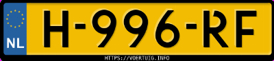 Kenteken afbeelding van H996RF, grijze Toyota Corolla 1.8hybrid