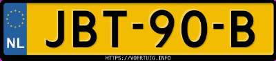 Kenteken afbeelding van JBT90B, blauwe Toyota Yaris