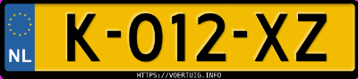 Kenteken afbeelding van K012XZ, zwarte Toyota Corolla 1.8hybrid