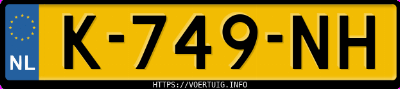 Kenteken afbeelding van K749NH, witte Toyota Yaris Hybrid