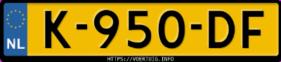 Kenteken afbeelding van K950DF, grijze Toyota C-HR 1.8 Hybrid