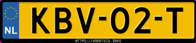 Kenteken afbeelding van KBV02T, witte Toyota RAV4 Hybrid