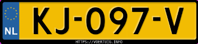 Kenteken afbeelding van KJ097V, blauwe Toyota Yaris Hybrid
