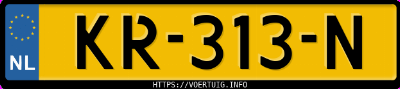 Kenteken afbeelding van KR313N, witte Toyota Aygo 1.0