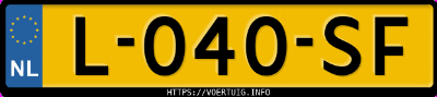 Kenteken afbeelding van L040SF, blauwe Toyota Corolla 2.0hybrid