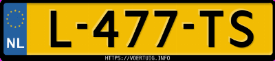 Kenteken afbeelding van L477TS, grijze Toyota Yaris Hybrid