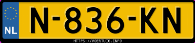 Kenteken afbeelding van N836KN, rode Toyota Yaris Hybrid