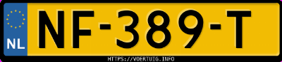 Kenteken afbeelding van NF389T, gele Toyota Aygo 1.0