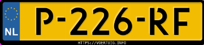 Kenteken afbeelding van P226RF, witte Toyota Yaris Hybrid