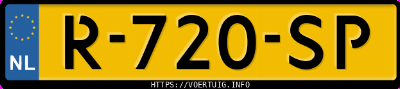 Kenteken afbeelding van R720SP, witte Toyota RAV4 Hybrid