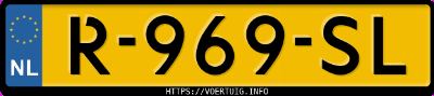 Kenteken afbeelding van R969SL, grijze Toyota Corolla 1.8hybrid
