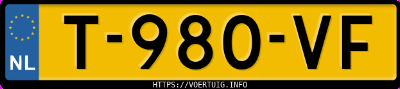 Kenteken afbeelding van T980VF, grijze Toyota Yaris