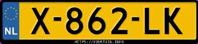 Kenteken afbeelding van X862LK, zwarte Toyota Corolla
