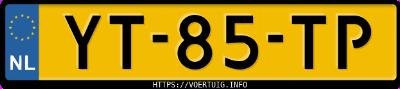 Kenteken afbeelding van YT85TP, witte Toyota Starlet 1.3 U9