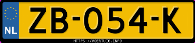Kenteken afbeelding van ZB054K, witte Toyota Mirai