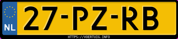 Kenteken afbeelding van 27PZRB, zwarte Volkswagen Golf Gti 147 Kw