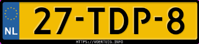 Kenteken afbeelding van 27TDP8, grijze Volkswagen Golf Vi 1.2 Tsi Bluemotion