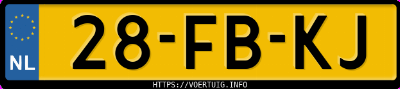 Kenteken afbeelding van 28FBKJ, groene Volkswagen Polo
