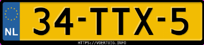 Kenteken afbeelding van 34TTX5, zwarte Volkswagen Golf Cab 1.2 Bluemotion