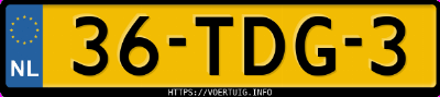 Kenteken afbeelding van 36TDG3, grijze Volkswagen Transporter Tdi 96kw 1.0