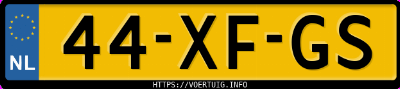 Kenteken afbeelding van 44XFGS, blauwe Volkswagen Golf