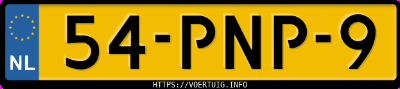 Kenteken afbeelding van 54PNP9, witte Volkswagen Caravelle