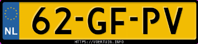 Kenteken afbeelding van 62GFPV, zwarte Volkswagen Polo