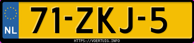 Kenteken afbeelding van 71ZKJ5, gele Volkswagen Kombi
