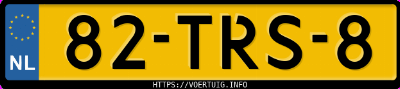 Kenteken afbeelding van 82TRS8, witte Volkswagen Up High Up! 1.0 Bluemotion . Take