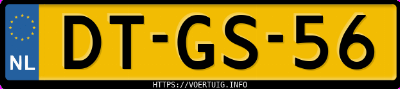 Kenteken afbeelding van DTGS56, rode Volkswagen Polo Coupé Cl 40 Kw U9
