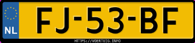 Kenteken afbeelding van FJ53BF, groene Volkswagen 255521 Kampeerauto