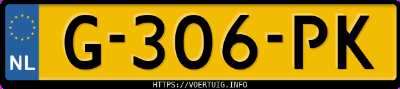 Kenteken afbeelding van G306PK, witte Volkswagen UP! Up 1.0 44kw