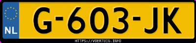 Kenteken afbeelding van G603JK, zwarte Volkswagen Touran 1.5tsi