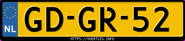 Kenteken afbeelding van GDGR52, paarse Volkswagen Golf Gl 66 Kw Aut E2