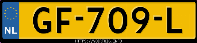 Kenteken afbeelding van GF709L, blauwe Volkswagen Up High Up! 1.0 Bluemotion . Take