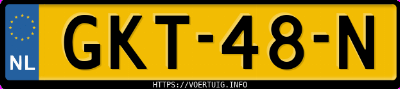 Kenteken afbeelding van GKT48N, witte Volkswagen Up High Up! 1.0 Bluemotion . Take