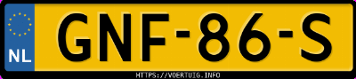 Kenteken afbeelding van GNF86S, zwarte Volkswagen UP! High 1.0 Bluemotion . Take