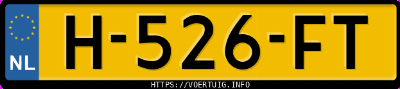 Kenteken afbeelding van H526FT, witte Volkswagen Up High Up! 1.0 Bluemotion . Take
