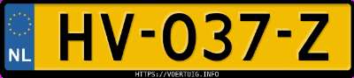Kenteken afbeelding van HV037Z, grijze Volkswagen UP! High 1.0 Bluemotion . Take
