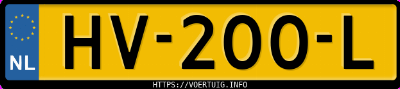 Kenteken afbeelding van HV200L, witte Volkswagen UP! High 1.0 Bluemotion . Take